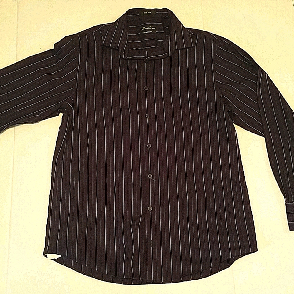Kenneth Cole Button Down - Purple/Black Striped